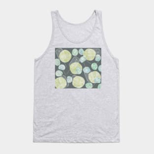 Mid Century Retro Flower and Leaf Abstract Pattern Marbled Tank Top